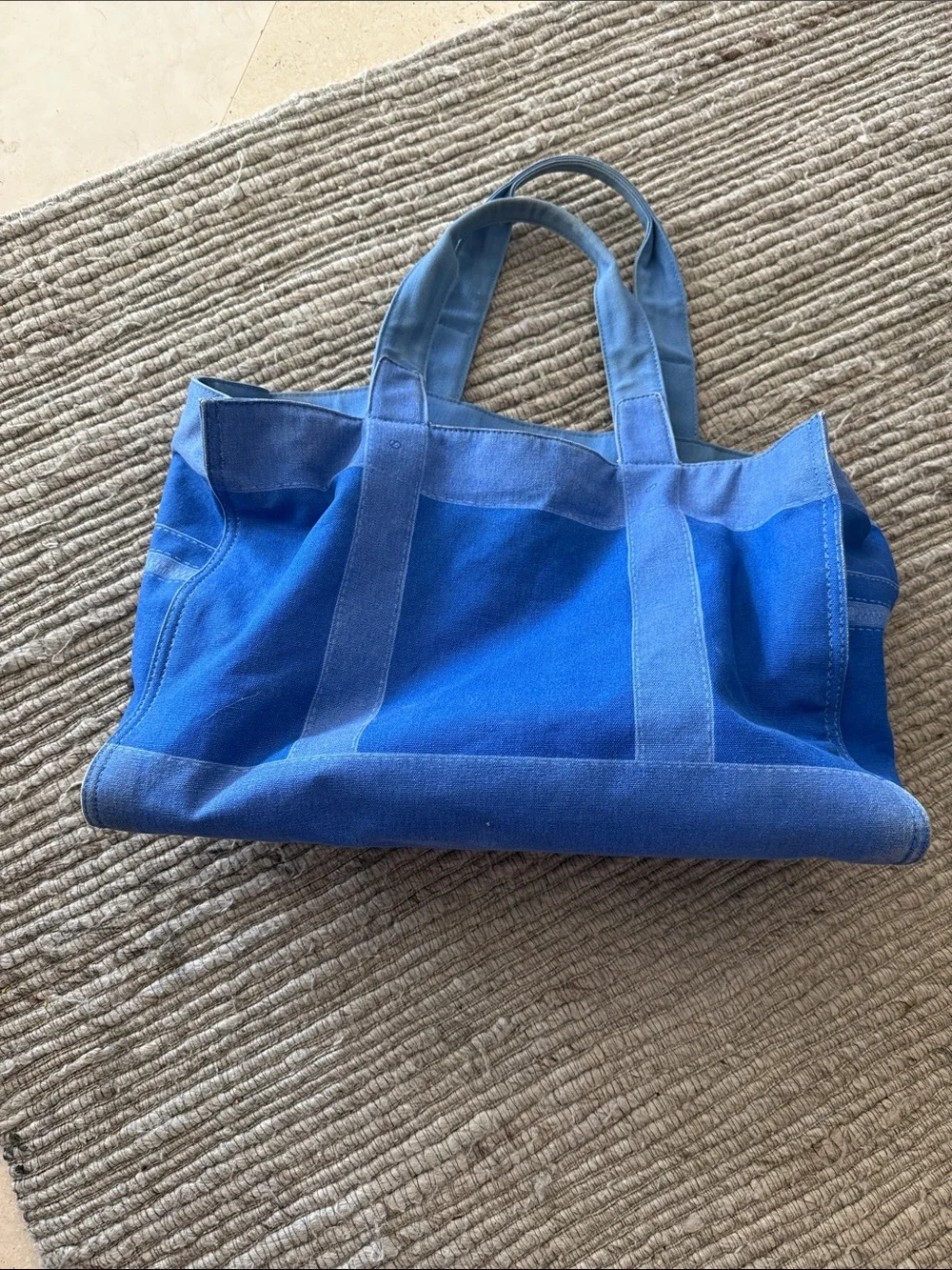 Tory Burch Royal Blue Canvas Logo Tote Bag